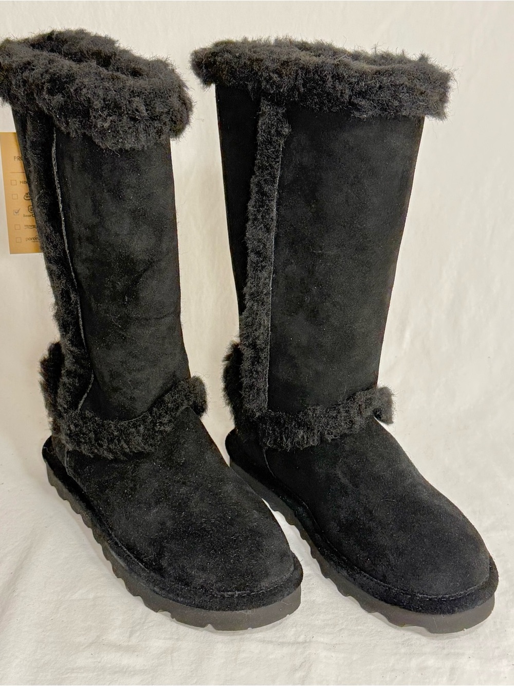 BearPaw “Kendall” Tall Faux-Shearling Black Women's Boots size 7